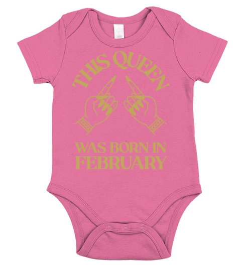 This Queen was born in February with hands apparel Short Sleeve Baby One-Piece