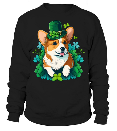 Funny Corgi Lover Shamrock Happy St Patricks Day Sweatshirt Unisex