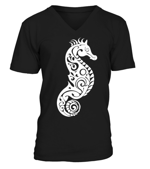 Cute Little Vintage Tattoo Seahorse V-Neck T-shirt