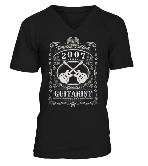 Vintage 2007 Guitarist Birthday Gift Guitar Player V-Neck T-shirt