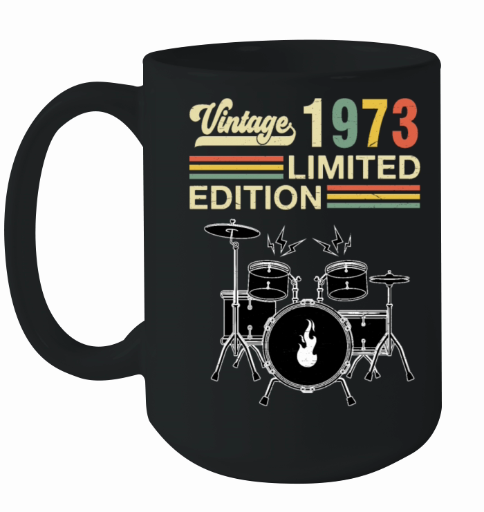 Vintage 1973 Drums 50th Birthday Drummer Ceramic Mug