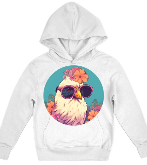 80s 90s Vintage Chicken Style Kids Hoodie