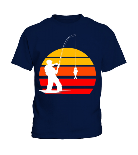 Angler vintage sunset retro Kids T-Shirt