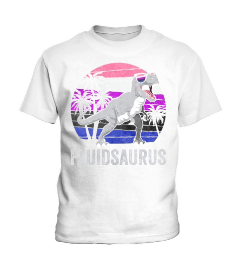 Gender Fluid Pride Flag Dinosaur Trex LGBTQ Kids T-Shirt