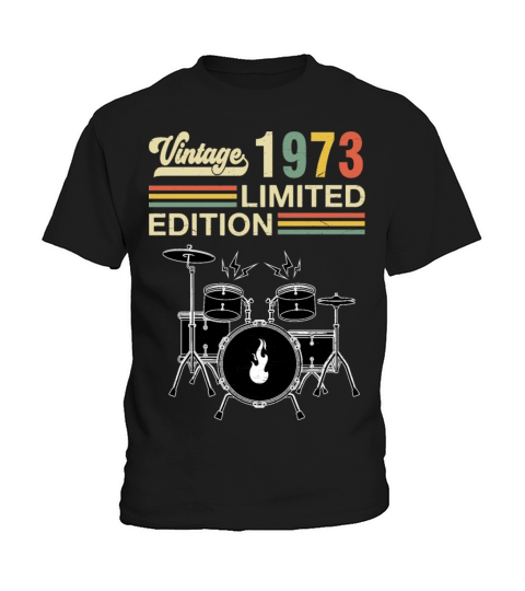 Vintage 1973 Drums 50th Birthday Drummer Kids T-Shirt