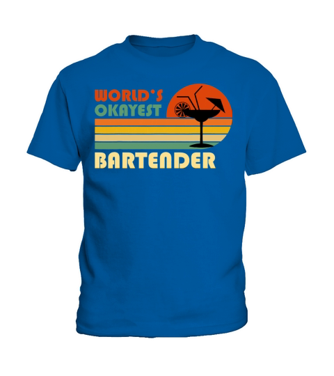 Worlds Okayest Bartender Funny Retro Vintage Kids T-Shirt