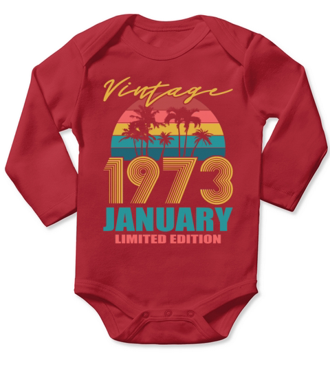 50th birthday january 1973 vintage 1973 Long Sleeve Baby One-Piece