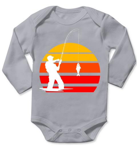 Angler vintage sunset retro Long Sleeve Baby One-Piece