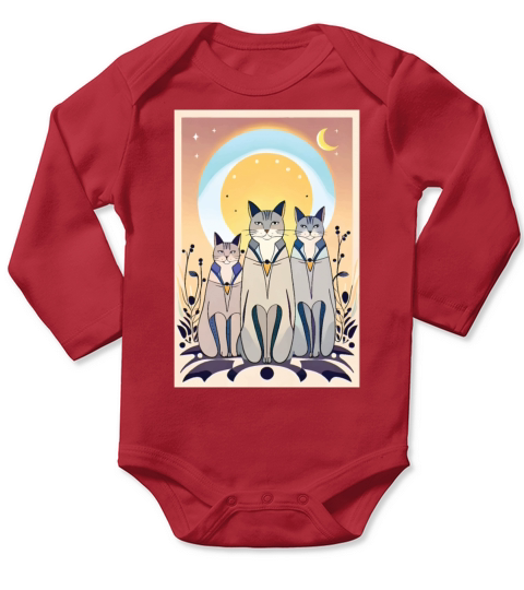 triple thurston moon cats Long Sleeve Baby One-Piece