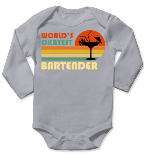 Worlds Okayest Bartender Funny Retro Vintage Long Sleeve Baby One-Piece