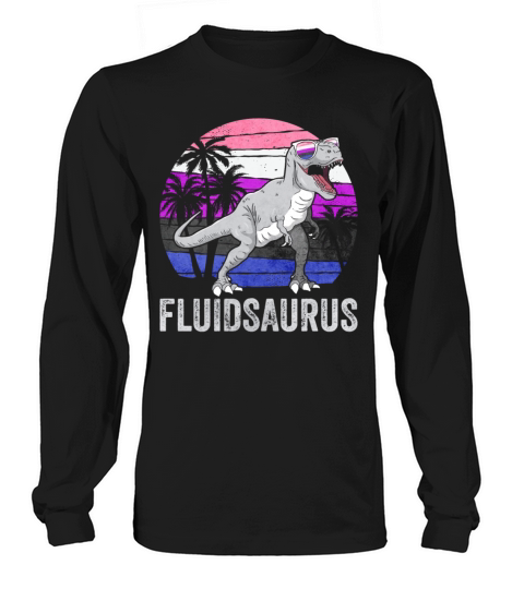 Gender Fluid Pride Flag Dinosaur Trex LGBTQ Long sleeved Unisex