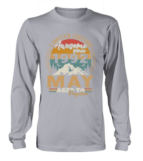 Vintage Born In May 1992 Birthday Gift Long sleeved Unisex
