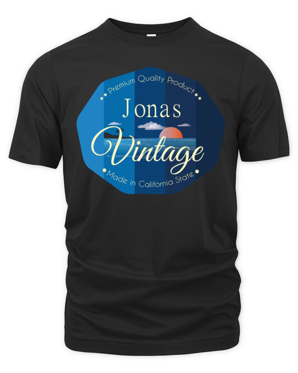 Jonas First Name Vintage Blue Organic Unisex T-shirt