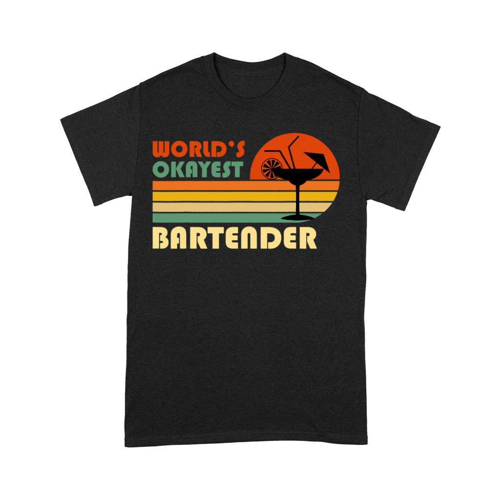 Worlds Okayest Bartender Funny Retro Vintage Premium T-shirt