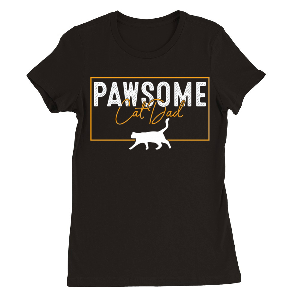 Pawsome Vintage Best Cat Dad Ever Cat Daddy Father Premium Womens Crewneck T-shirt