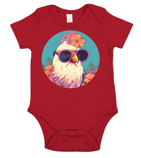 80s 90s Vintage Chicken Style Short Sleeve Baby One-Piece