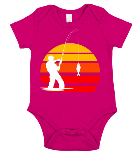 Angler vintage sunset retro Short Sleeve Baby One-Piece