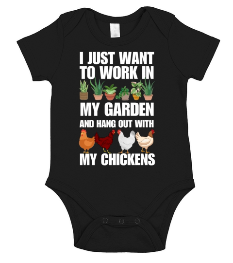 I want to work in garden and hangout with chickens Short Sleeve Baby One-Piece