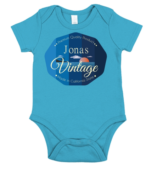 Jonas First Name Vintage Blue Short Sleeve Baby One-Piece