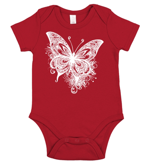 Pretty Vintage Butterfly Tattoo Line Style Short Sleeve Baby One-Piece