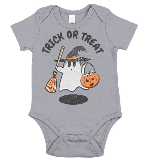 Trick Or Treat Ghost Witch Halloween Short Sleeve Baby One-Piece