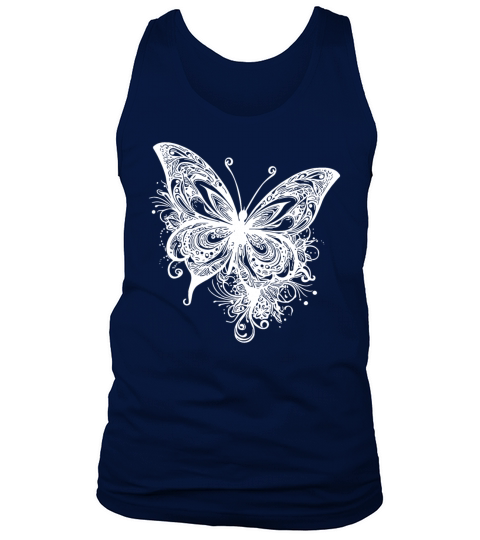 Pretty Vintage Butterfly Tattoo Line Style Tank Top Unisex