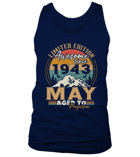 Vintage Born In May 1943 Birthday Gift Tank Top Unisex