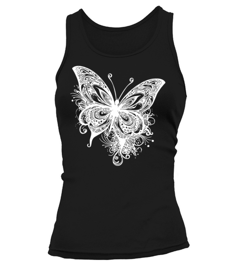 Pretty Vintage Butterfly Tattoo Line Style Tank top Woman
