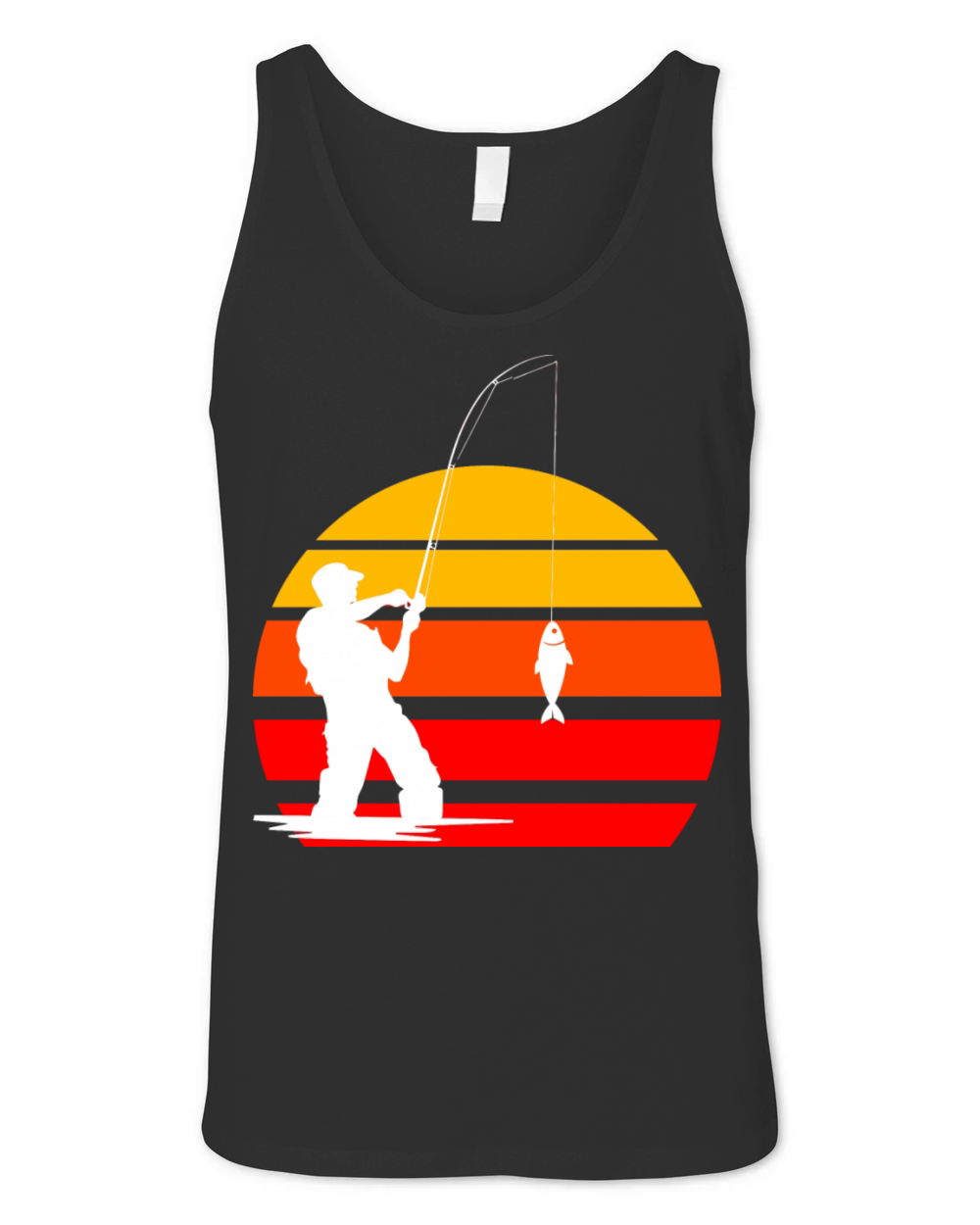 Angler vintage sunset retro Unisex Jersey Tank
