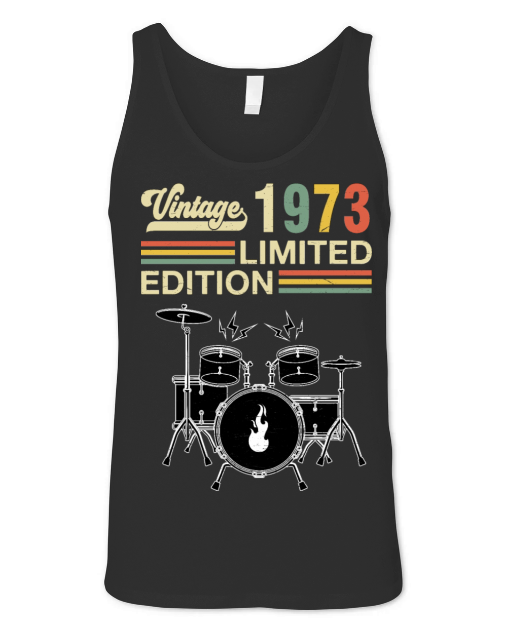 Vintage 1973 Drums 50th Birthday Drummer Unisex Jersey Tank