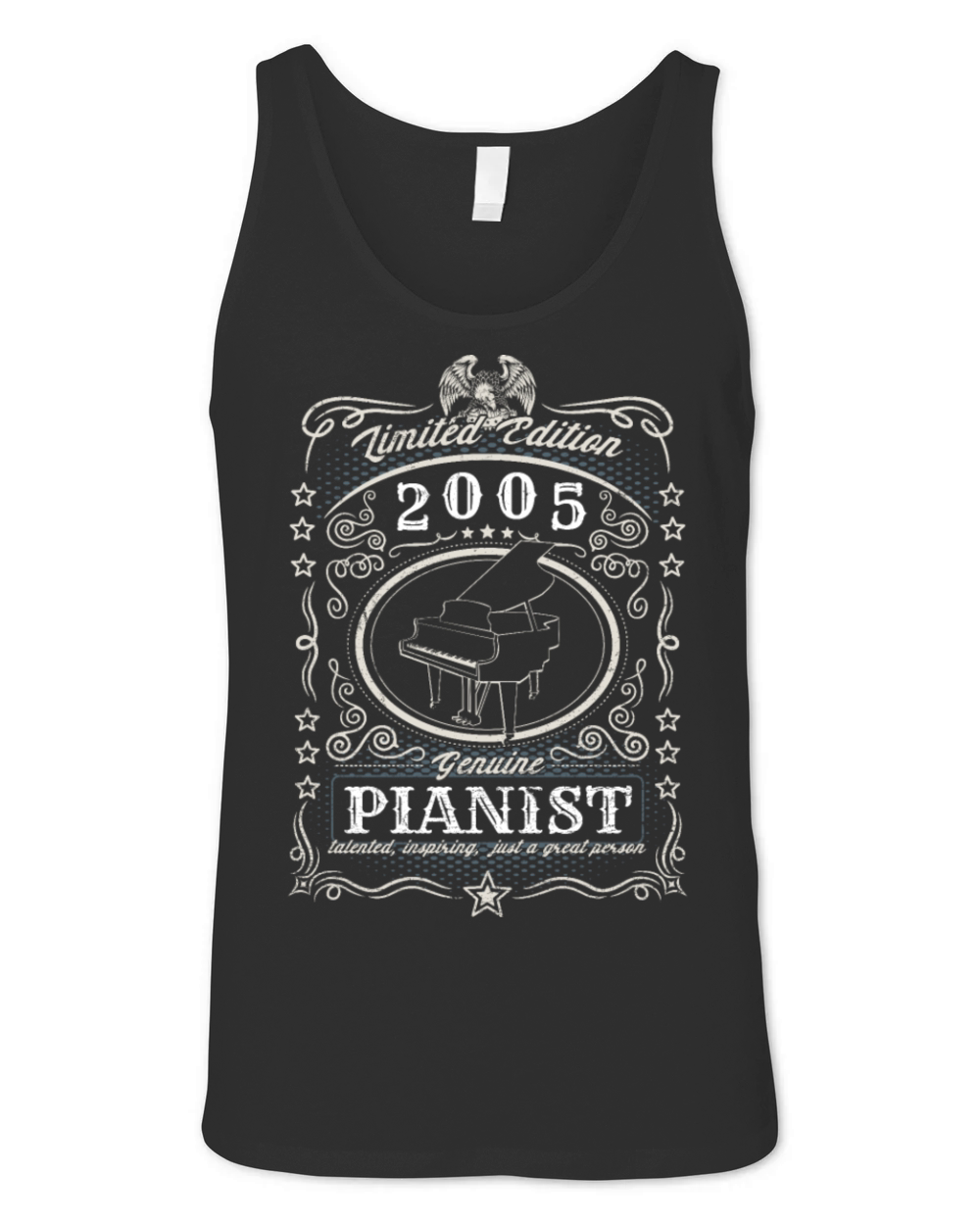 Vintage 2005 Pianist Birthday Gift Piano Player Unisex Jersey Tank