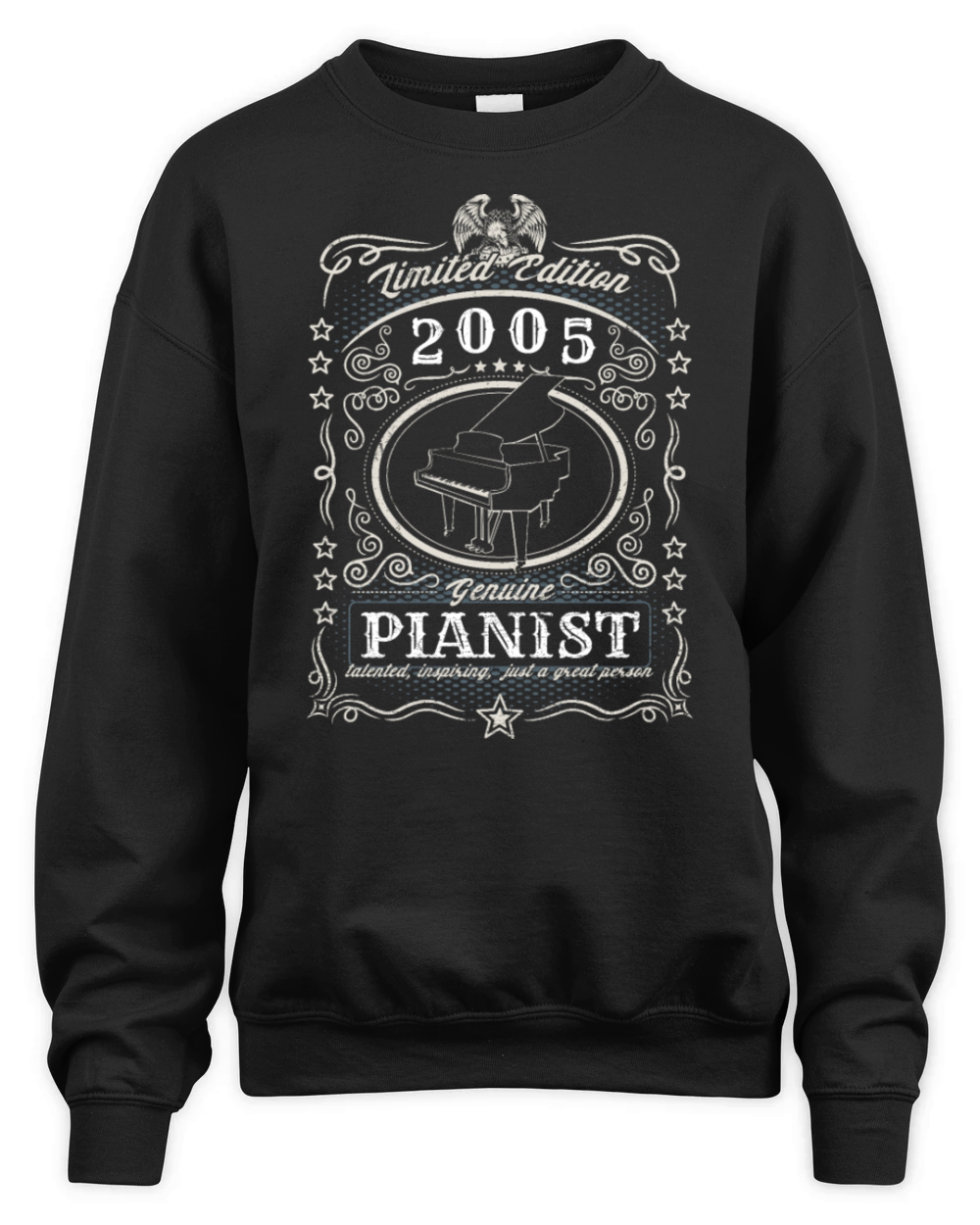 Vintage 2005 Pianist Birthday Gift Piano Player Unisex Premium Crewneck Sweatshirt