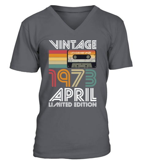 50th birthday april 1973 vintage 1973 V-Neck T-shirt