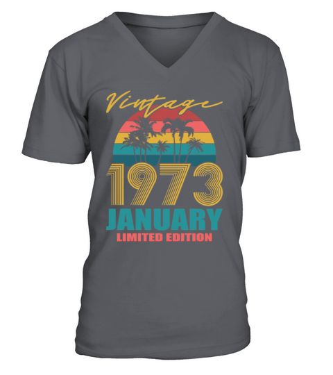 50th birthday january 1973 vintage 1973 V-Neck T-shirt