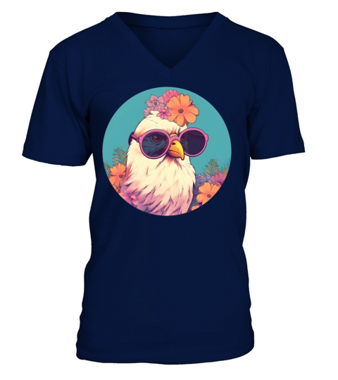 80s 90s Vintage Chicken Style V-Neck T-shirt