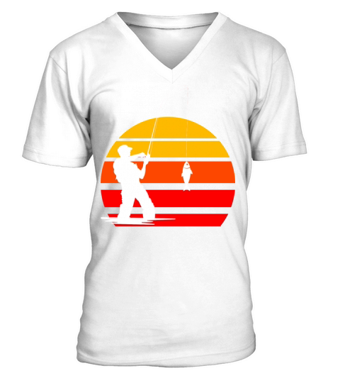 Angler vintage sunset retro V-Neck T-shirt