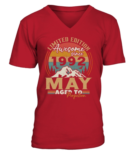 Vintage Born In May 1992 Birthday Gift V-Neck T-shirt