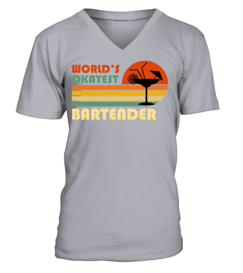 Worlds Okayest Bartender Funny Retro Vintage V-Neck T-shirt
