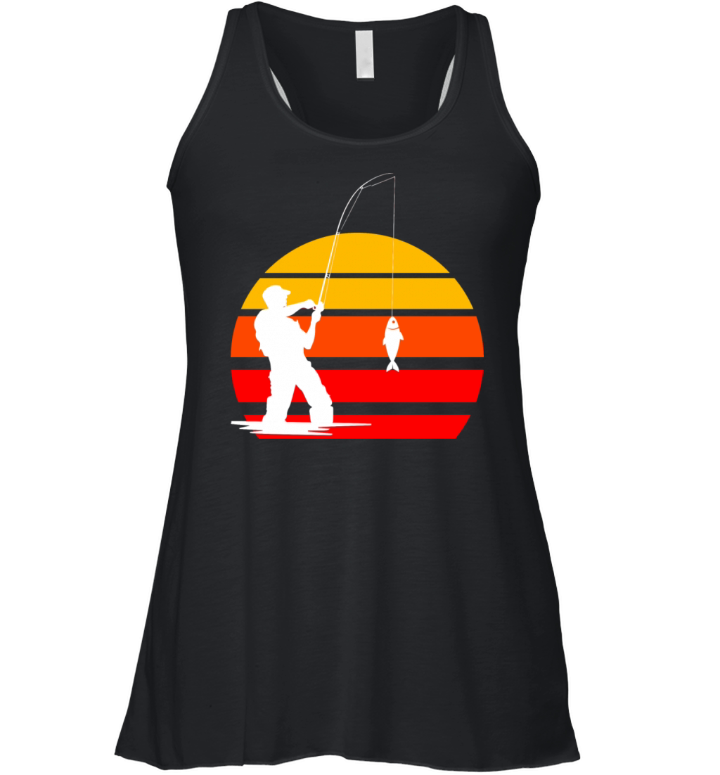 Angler vintage sunset retro Women's Flowy Tank Top