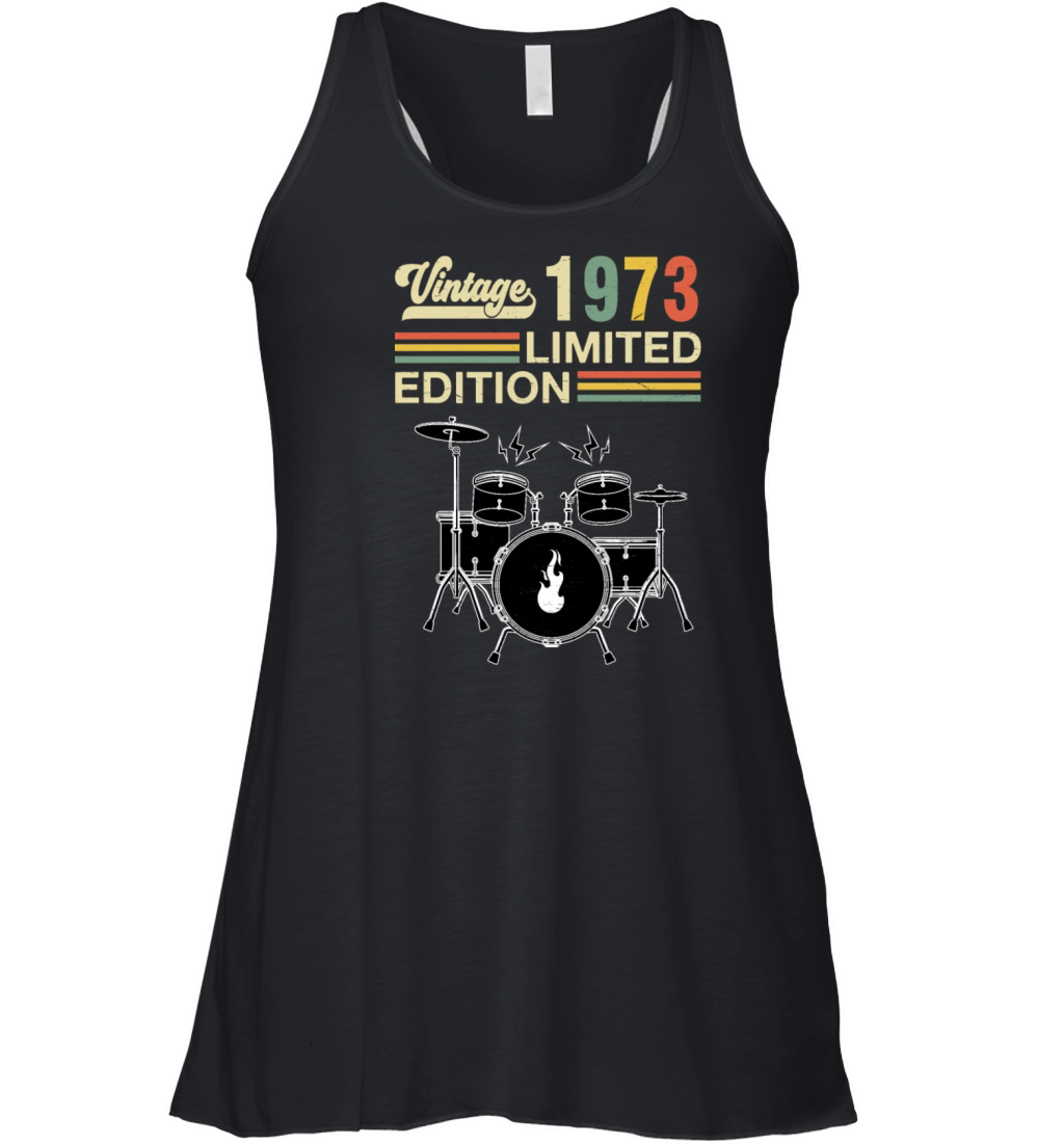 Vintage 1973 Drums 50th Birthday Drummer Women's Flowy Tank Top