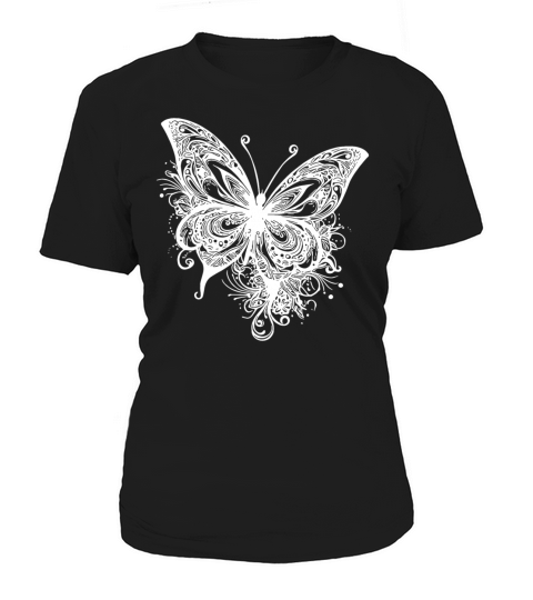 Pretty Vintage Butterfly Tattoo Line Style Women's T-Shirt
