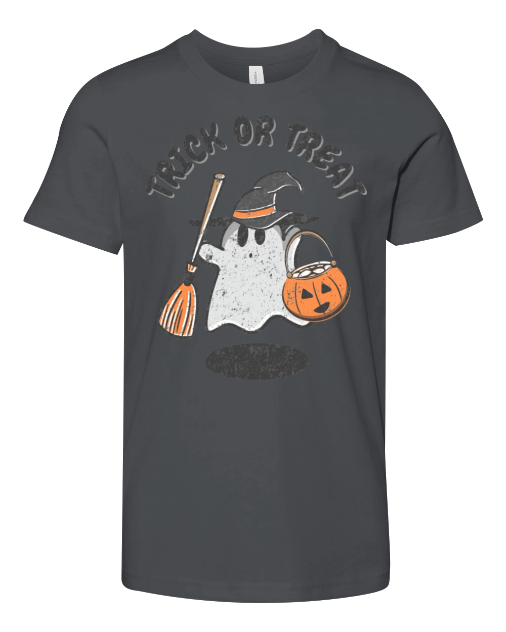 Trick Or Treat Ghost Witch Halloween Youth Unisex Jersey Tee
