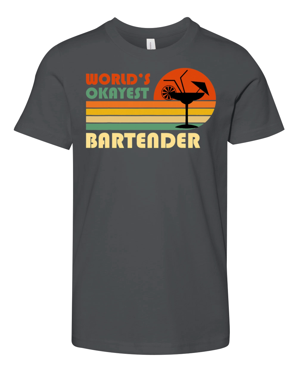 Worlds Okayest Bartender Funny Retro Vintage Youth Unisex Jersey Tee