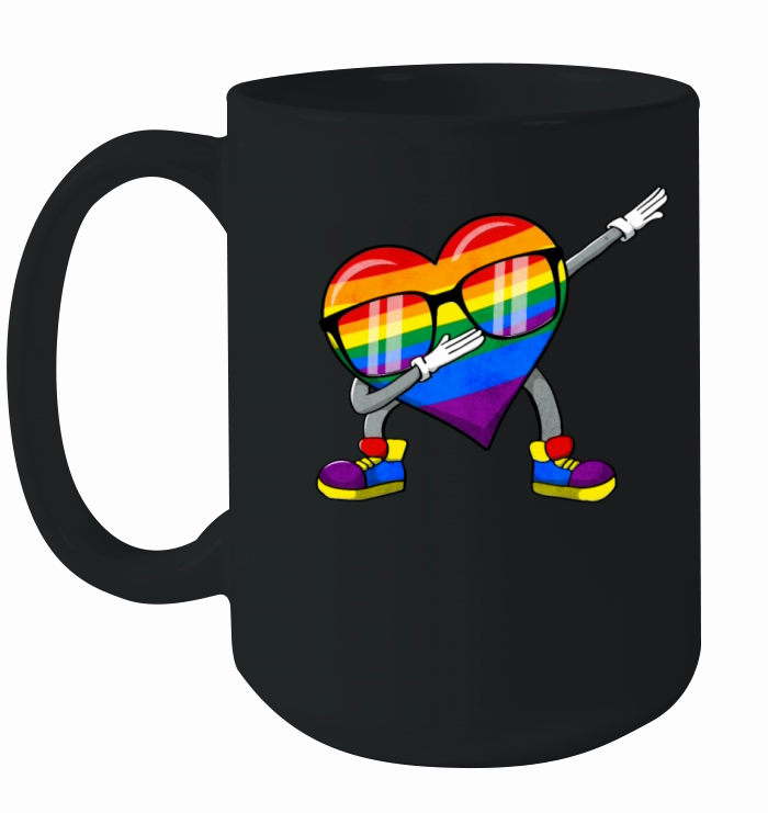 Gay Pride Rainbow Flag Dabbing Heart Sublte LGBTQ Ceramic Mug
