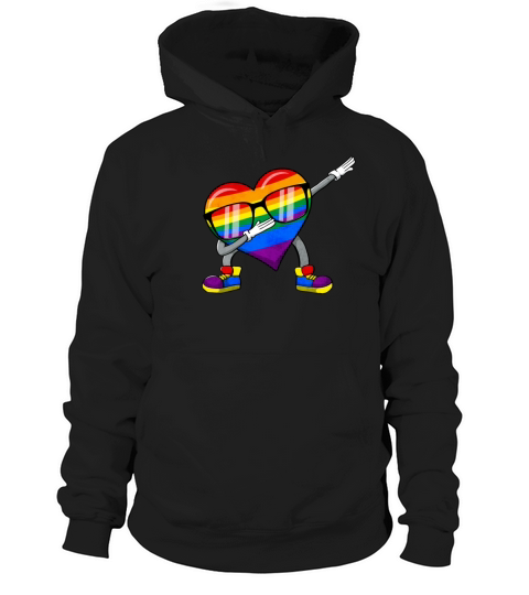 Gay Pride Rainbow Flag Dabbing Heart Sublte LGBTQ Hoodie Unisex