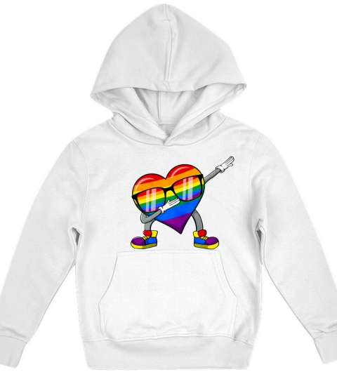 Gay Pride Rainbow Flag Dabbing Heart Sublte LGBTQ Kids Hoodie
