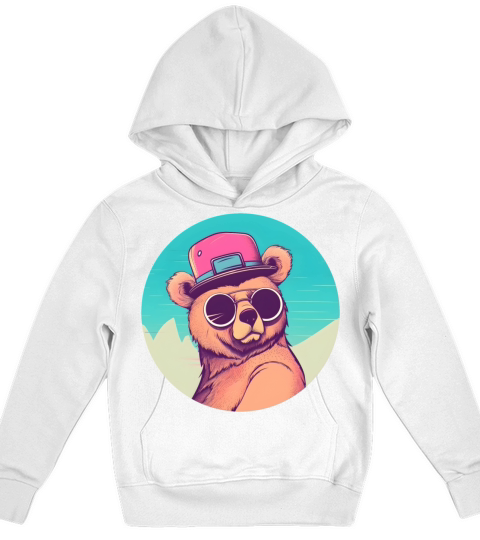 Vintage Retro Bear 80s 90s Style Kids Hoodie