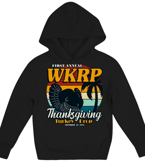 WKRP Thanksgiving Turkey Drop 1978 Vintage Retro Kids Hoodie