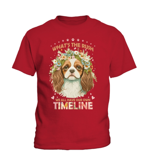Cavalier King Charles Floral Dog Animal Lover Posi Kids T-Shirt