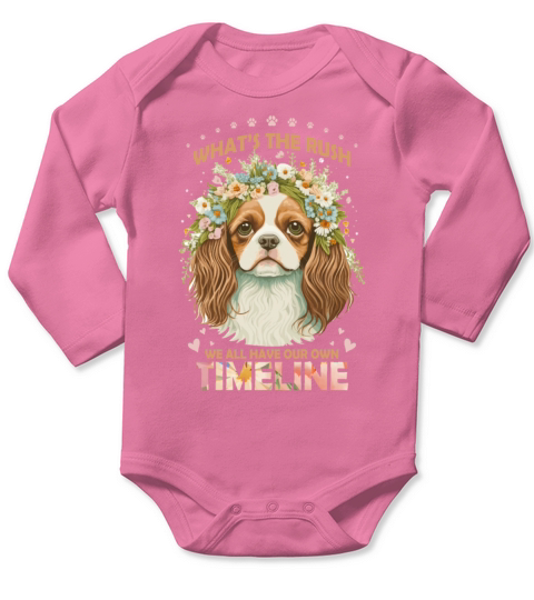 Cavalier King Charles Floral Dog Animal Lover Posi Long Sleeve Baby One-Piece